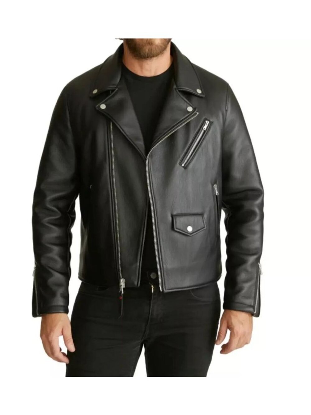 Robert Graham Men's Black Vegan Leather Moto Jacket Size 2XL New with Tags